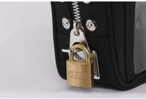 Miniatura 6 de SANEI Luggage Canvas Mailing Pouch L Horseshoe Lock with Metal Clasp No Padlock Included Moss G Black Black 19-3911tcx