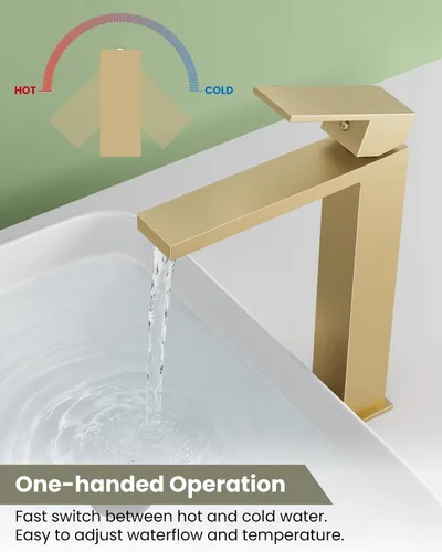 Miniatura 7 de gotonovo Grifo de Fregadero Vessel de Una Sola Manija, Grifo de Baño Alto de Un Agujero, Grifo Mezclador Moderno de Lavabo de Tocador, con Mangueras