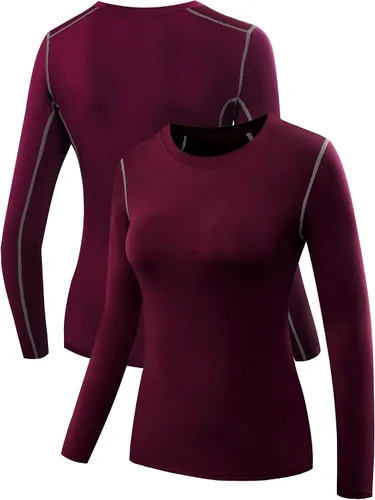 Miniatura 4 de NELEUS - Camisa deportiva de compresión atlética, de manga larga, para mujer, dry fit, paquete de 3