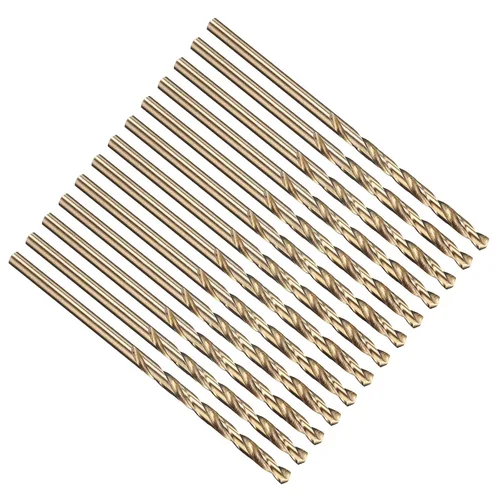 Miniatura 111 de PATIKIL Broca Jobber de 0.039 in, vástago recto M35 cobalto 5% acero de alta velocidad 135° acabado dorado para metal duro de acero inoxidable - 2