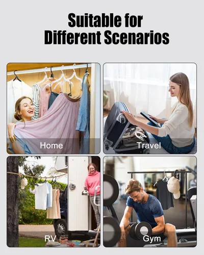 Miniatura 7 de Paquete de 10 perchas plegables de viaje con caja de regalo, ABS grueso y remaches de aluminio, diseño antideslizante para ropa delicada, compactas