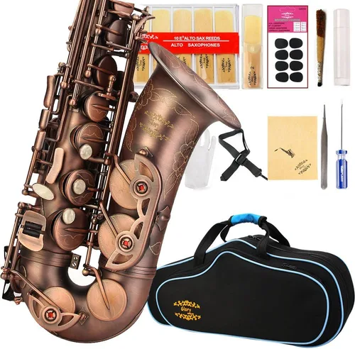 Miniatura 14 de Kit de cuidado para saxofón con 11 reeds, 8 para saxofón alto cojines, funda, Glory E Flat