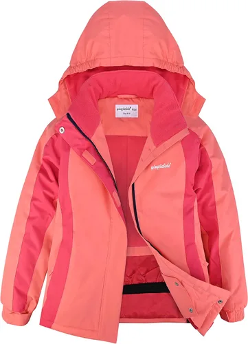 Miniatura 44 de Chaqueta de esquí impermeable para niñas, chaqueta de snowboard para exteriores, resistente al viento, con forro polar, abrigo de nieve cálido