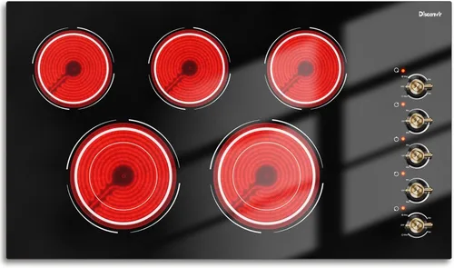 Miniatura 11 de Estufa eléctrica de 2 quemadores de 110 V - 24 pulgadas (22.2 x 13.07 pulgadas) con asas de 2000 W, quemador de cerámica de dos quemadores