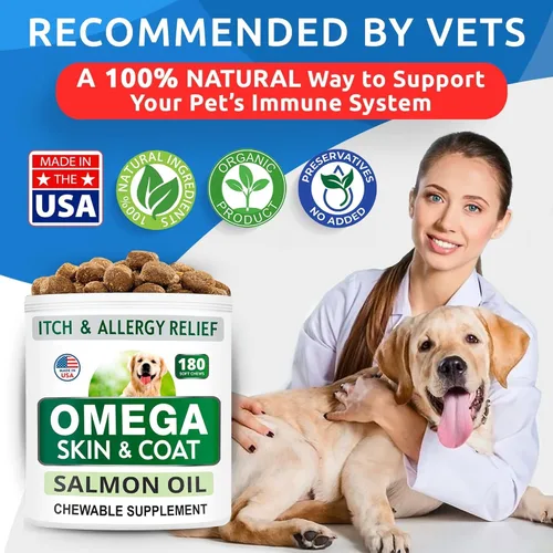 Miniatura 5 de BARK&SPARK Paquete de 2 omega 3 para perros, 360 masticables de aceite de pescado para desprendimiento de perros, alergias en la piel, alivio