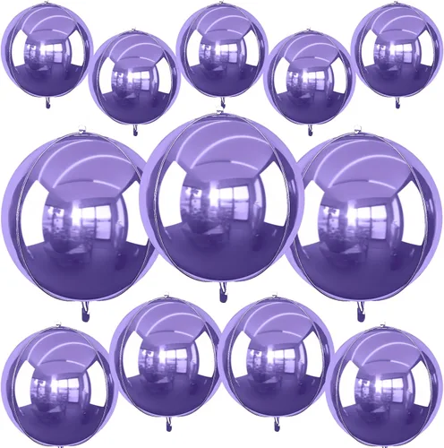 Miniatura 31 de 12 globos redondos de aluminio azul marino, globos de helio 4D de 22 pulgadas, 15 pulgadas, 10 pulgadas, globo de aluminio azul metálico