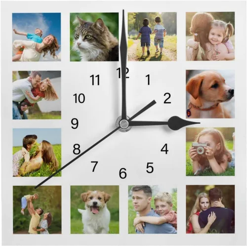 Miniatura 13 de Reloj de pared personalizado, 9.8 in redondo, texto fotográfico, electrónico silencioso, se adapta a la sala de estar, cocina, baño, decoración