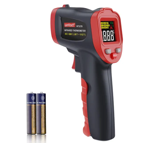 Wintact Pistola termómetro de temperatura infrarroja, pistola de temperatura láser digital sin contacto, superficie de medición y temperatura