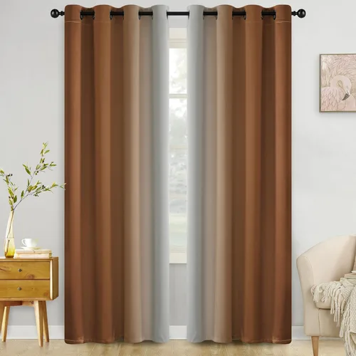 Miniatura 101 de COSVIYA Cortinas 100% Opacas Azul Degradado con Lazos Ajustables para Cocina Aislamiento Térmico Oscurecimiento de Habitación Cenefa con Bolsillo