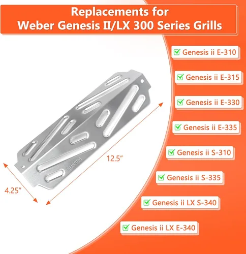Miniatura 2 de QuliMetal Deflector de calor de acero inoxidable 304 para Weber Genesis II serie 300, Genesis II E-310, II E-315, II E-330, II E-335, II S-310, II