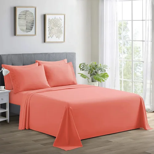 Miniatura 24 de Marina Decoration Juego de sábanas de 4 piezas ultra suave y sedoso de rayón sólido de bambú para todas las estaciones, con 2 fundas de almohada