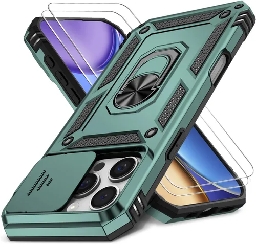 Miniatura 31 de Funda HakkTaoo para iPhone 13/iPhone 14 de 6.1 Pulgadas con Funda Deslizante para Cámara + Protector de Pantalla (2 Paquetes), Funda Protectora a