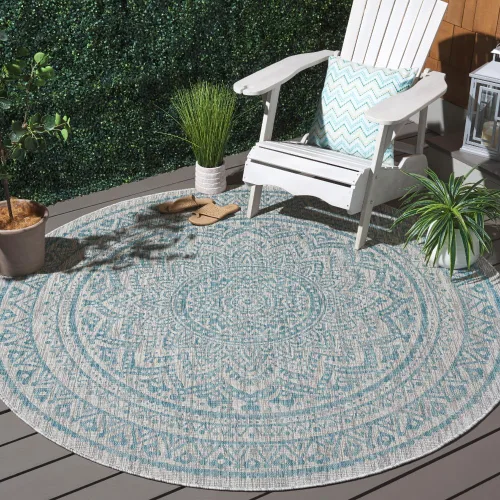 Miniatura 148 de SAFAVIEH Alfombra lavable para exteriores, colección Courtyard - Pasillo de 2.3 x 8 pies, color beige claro y marrón claro, no desprende pelusa