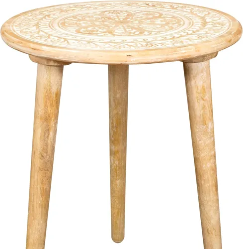 Miniatura 36 de Mesa de café de madera, mesa auxiliar con pilar individual, mesa pequeña, mesita de noche, mesa lateral, mesa de cabecera, mesa lateral de sala