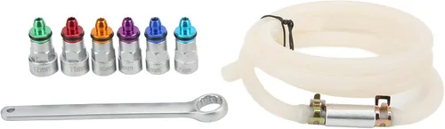 Miniatura 9 de Kit de llave de purga de frenos con 6 adaptadores, goma metálica, universal para automóvil, SUV, camión ligero, motocicleta, 0.27-0.47 pulgadas