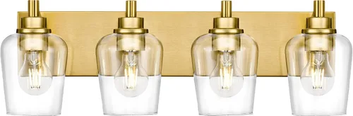 Miniatura 14 de Lámparas de baño, lámpara de tocador moderna de 4 luces con pantalla en forma de copa de vino de vidrio transparente, accesorios de iluminación Negro