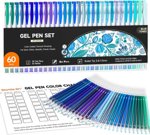 Miniatura 12 de Shuttle Art Bolígrafos de gel pastel, 24 colores pastel lechosos para papel negro, libros para colorear para adultos, dibujo, garabatos, Paquete