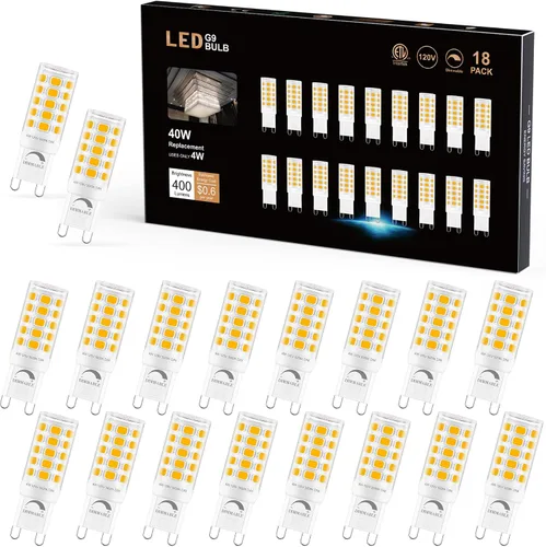 Miniatura 10 de Bombilla LED G9 regulable de 2700 K blanco cálido suave, paquete de 6, T4 G9 de 4 W de reemplazo para 40 vatios de halógeno, base cerámica de doble
