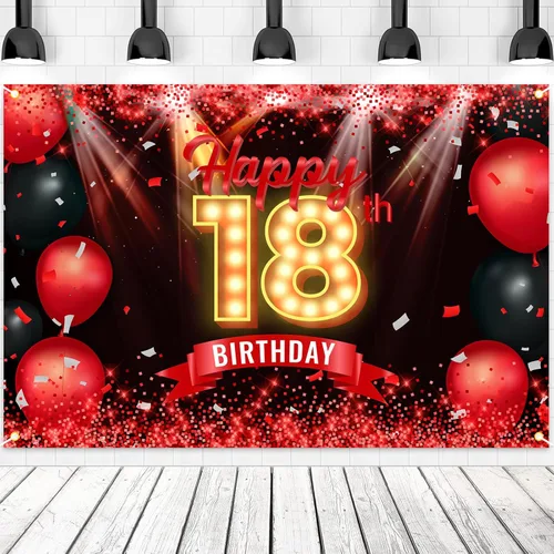 Miniatura 12 de Cartel de feliz cumpleaños 10 años, fondo rojo y negro, decoraciones de cumpleaños para niñas y niños de 10 años, artículos de fotografía