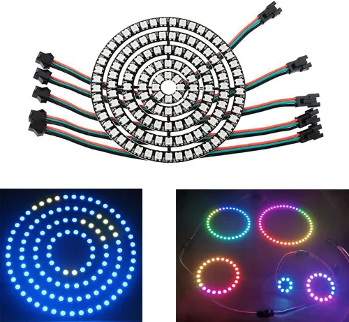 Miniatura 8 de Anillo LED direccionable WS2812 de 8 bits con cable SM2.54-3P, DC5V WS2812B 5050 RGB LED con controladores integrados de píxeles de control