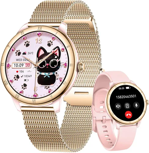 EIGIIS Relojes inteligentes Android para mujer, 1.27 pulgadas, HD, esfera romana, relojes deportivos, rastreadores de actividad con monitor de sueño