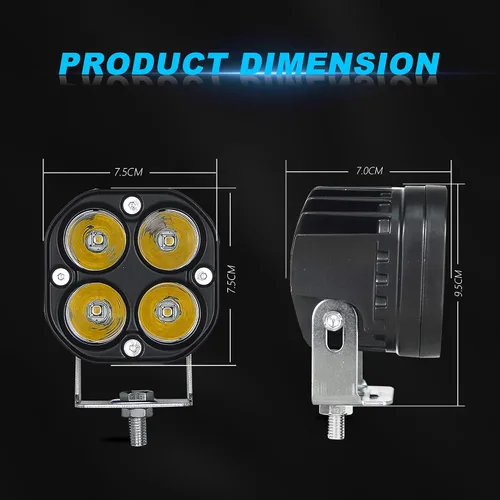 Miniatura 2 de Nicoko Luces antiniebla LED de 3 pulgadas de color amarillo y ámbar – 40 W/4000 lm, luz de trabajo de conducción – IP68 impermeable para automóvil