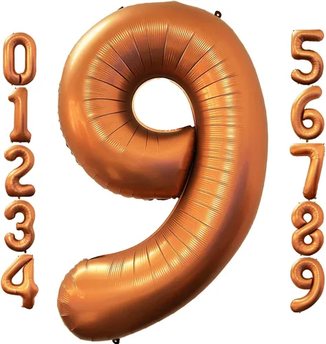 Lovoir Globo naranja número 9 de 40 pulgadas, tamaño grande, de papel de aluminio de mylar de aluminio de Mylar de color amarillo azafrán para 9º