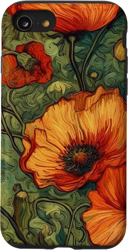 Miniatura 18 de iPhone 16 Floral Van Gogh Style Poppy Flower Case