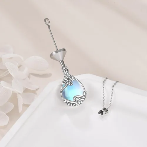 Miniatura 4 de YAFEINI Collares de urna para cenizas de plata de ley 925, joyería de cremación para cenizas, joyería de memoria para mujeres y hombres Piedra lunar