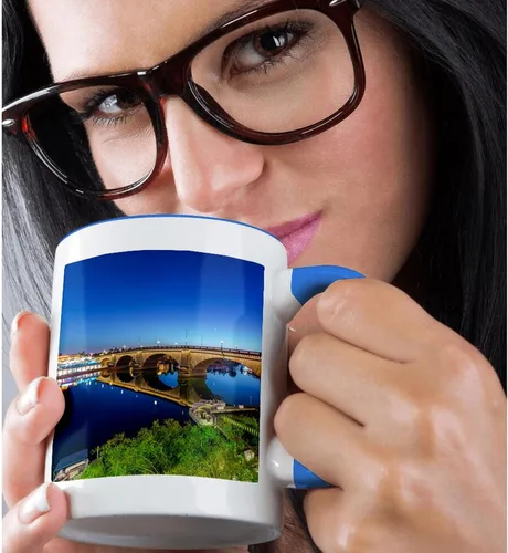Miniatura 2 de 3dRose Use Arizona Lake Havasu City View of London Bridge at Sunset - Taza de dos tonos, 11 onzas, azul