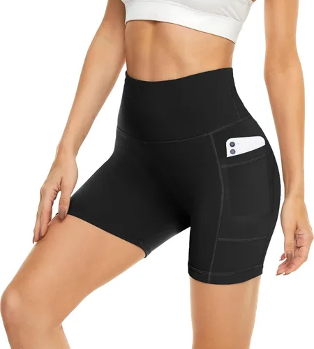 HIGHDAYS Pantalones cortos de ciclista de 5 pulgadas para mujer, cintura alta, control de abdomen, elásticos, pantalones cortos de entrenamiento de