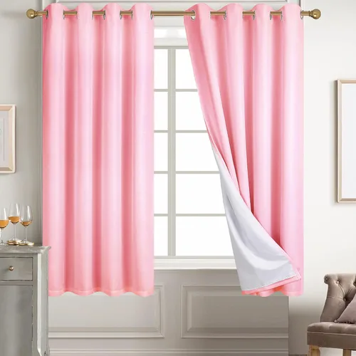 Miniatura 33 de Diraysid Cortinas 100% opacas de lino beige para dormitorio, con ojales, aislamiento térmico, cortinas de oscurecimiento de habitación