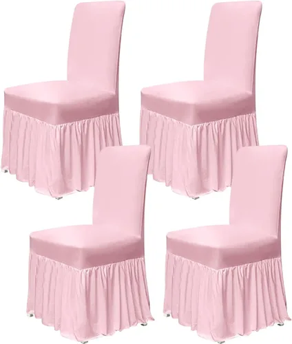 Miniatura 15 de molasofa Juego de 6 fundas para sillas de comedor, fundas elásticas para sillas con falda para cocina, protectores de asiento de cocina, decoración
