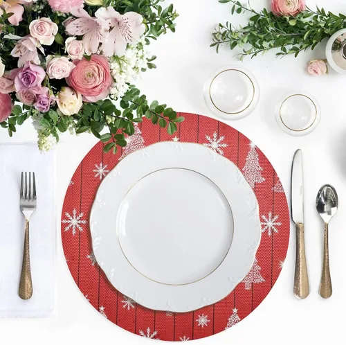 Miniatura 5 de Stylized Planket Christmas Trees Table Placemat, Non Slip Heat Resistant Place Mats for Dinner Table for Kitchen one sizex6