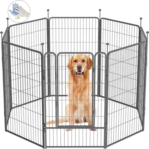 Miniatura 12 de Corralito para perros, 32/40/45 pulgadas de altura resistente, plegable para interiores y exteriores antioxidante, cerca de ejercicio para perros