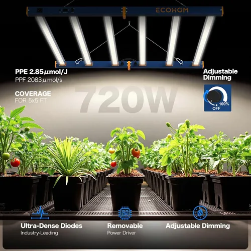 Miniatura 2 de ECOHOM Luz LED de crecimiento de 720 W, cadena de margarita regulable de espectro completo, estilo barra profesional para tienda de cultivo de 5 x 5
