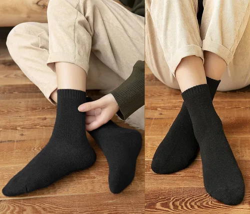 Miniatura 6 de SDBING Women's Thick Cotton Socks Soft Cotton Winter Warm Crew Socks for Women