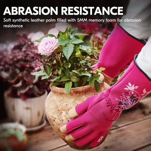 Miniatura 3 de Vgo SL7445 - Guantes de jardinería de cuero sintético para mujer, guantes de trabajo de manga larga, transpirables y con agarre, de alta destreza