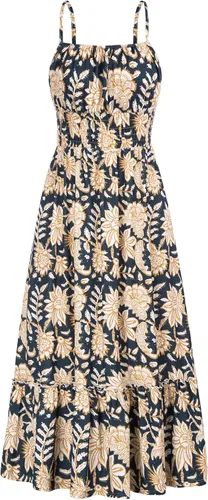 GRACE KARIN Vestido largo de verano para mujer, sin mangas, floral, tirantes delgados, fruncido, bohemio, para playa, con bolsillos