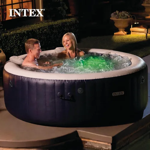 Miniatura 5 de INTEX 28429EP PureSpa Plus Bubble Massage Spa Set - Incluye 2 reposacabezas contorneados - Luz LED - Capacidad para 4 personas - 77" x 28" Cobalto