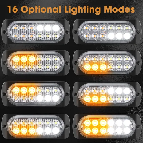 Miniatura 5 de Leelosp 14 luces estroboscópicas LED de 12 luces LED para remolque, vehículos de construcción, montaje en superficie, faros de peligro