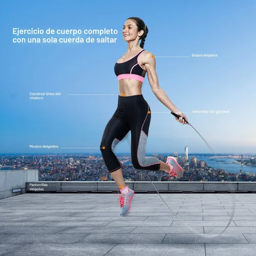 Miniatura 4 de Cuerda de saltar, cuerda de saltar pesada de alta velocidad - Calidad premium sin enredos - Diseño autobloqueante sin tornillos - Cuerdas de saltar