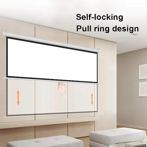 Miniatura 3 de Pantalla de proyector, pantalla de proyector desplegable manual, 4:3/16:9, con mecanismo de bloqueo automático, pantalla de proyección de techo