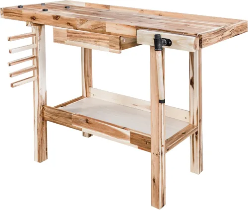 Olympia Tools Banco de trabajo de madera de 48 pulgadas - Capacidad de peso de 330 libras Banco de trabajo de madera para garaje, taller y hogar -