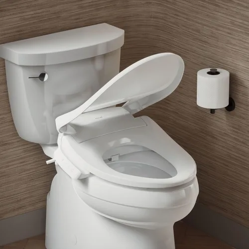 Miniatura 2 de Kohler PureWash E525 - Asiento de inodoro con bidé alargado, blanco, agua caliente, tapa de cierre silencioso, varita autolimpiante, presión de agua