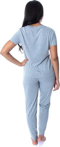 Miniatura 4 de Star Wars The Mandalorian Baby Yoda Wake Up Face - Conjunto de pijama de 2 piezas para mujer, Gris