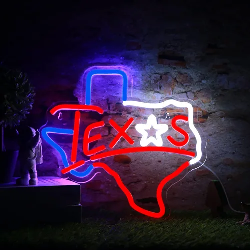 Miniatura 5 de Letrero de neón de Texas alimentado por USB para decoración de habitación, letrero de neón de Texas Longhorn, letrero de luz de neón Lone Star