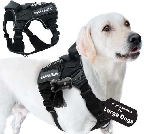 Miniatura 12 de Chaleco para perro de servicio sin tirones para perro de tamaño mediano con 4 hebillas de metal y doble costura, chaleco reflectante sin tirones