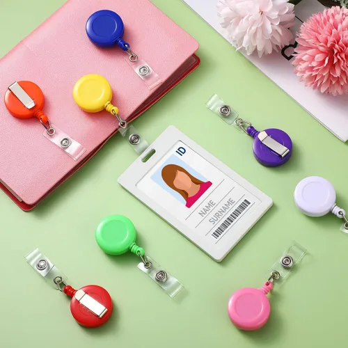 Miniatura 6 de Handepo 200 carretes retráctiles para insignias, portatarjetas retráctiles a granel con clips, soporte de identificación, clip para llavero para Con