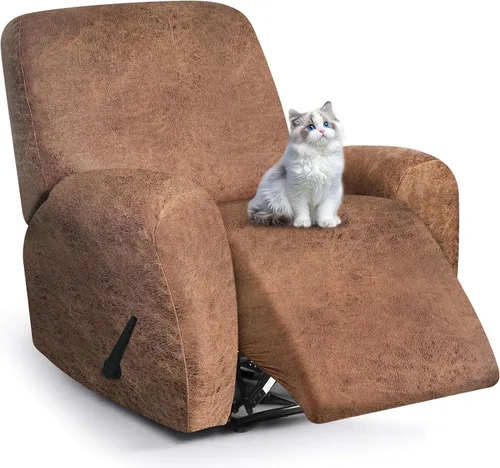Miniatura 63 de ANARACHON Fundas para sillas reclinables con aspecto de cuero, funda elástica de 4 piezas, funda suave para silla reclinable, protector de muebles